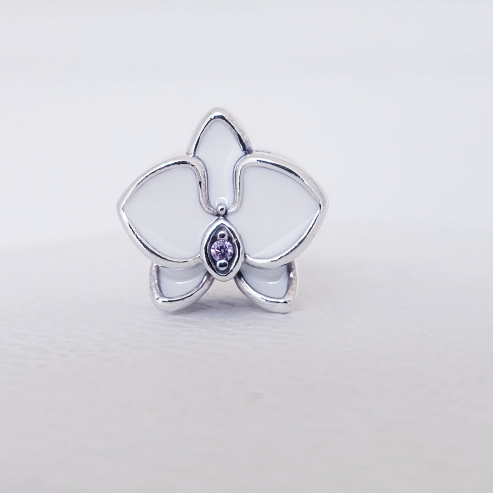 🌸 2 Authentic Pandora ⭐️RETIRED⭐️ ORCHID CHARMS - Picture 9 of 10